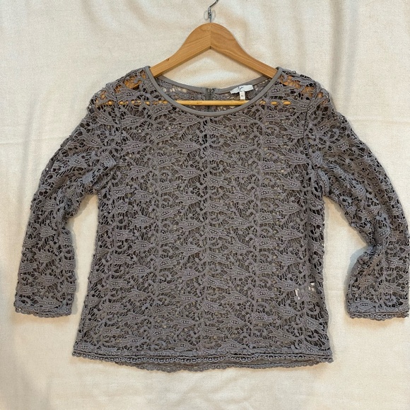 Joie Antonina Lace Top in Gray - Picture 1 of 7